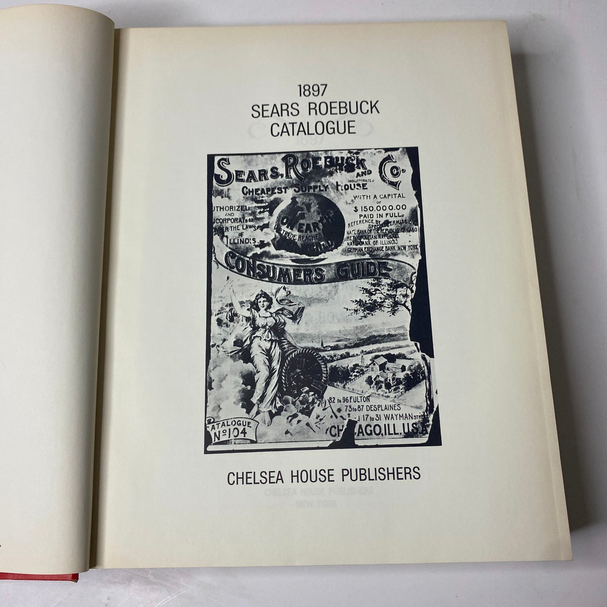 Inside view of the 1897 Sears Roebuck Consumers Guide Catalog showing the title page and introductory details.
