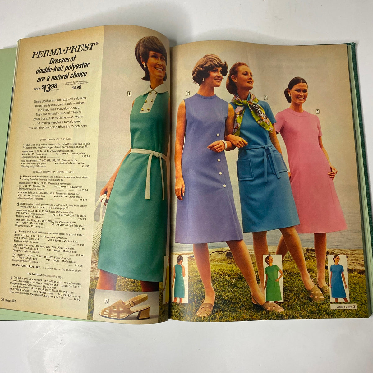 1971 Sears Summer Hardcover Catalog showcasing women's fashion with PERMA-PREST dresses in vibrant colors, featuring models in stylish summer outfits.