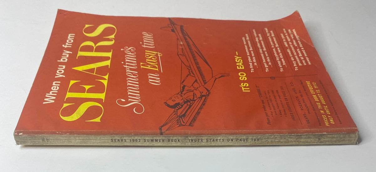 Cover of the 1962 Sears Roebuck and Co. Summer Book Catalog showcasing vibrant orange design and vintage illustrations, encapsulating the essence of 1960s summer fashion.