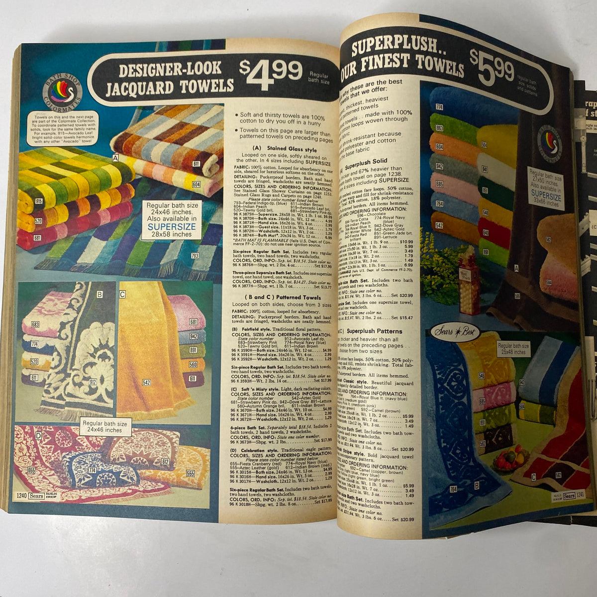 1976 Sears Spring and Summer Catalog GD Interior featuring designer-look jacquard towels along with prices and descriptions.