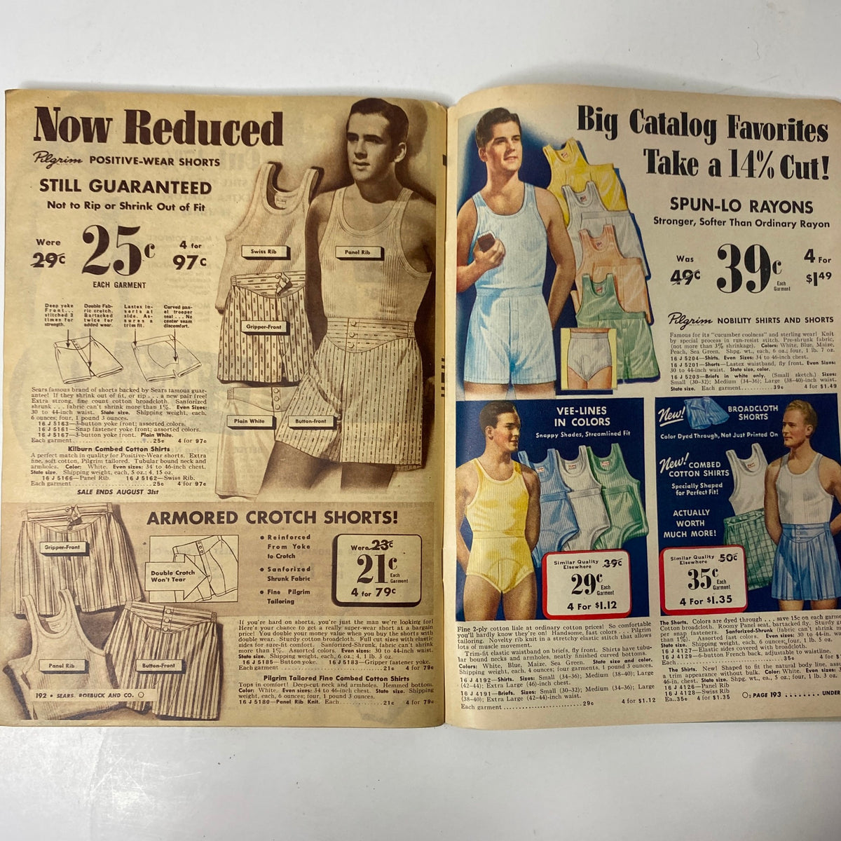 Interior page from the 1941 Sears Midsummer Sale Catalog featuring positive-wear shorts with promotional prices and descriptions.