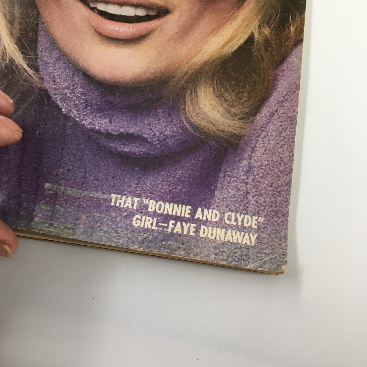 Close-up of Ladies' Home Journal Magazine February 1968 featuring Faye Dunaway as Bonnie. Highlights Dunaway's iconic image with the caption 'That Bonnie and Clyde Girl - Faye Dunaway'.