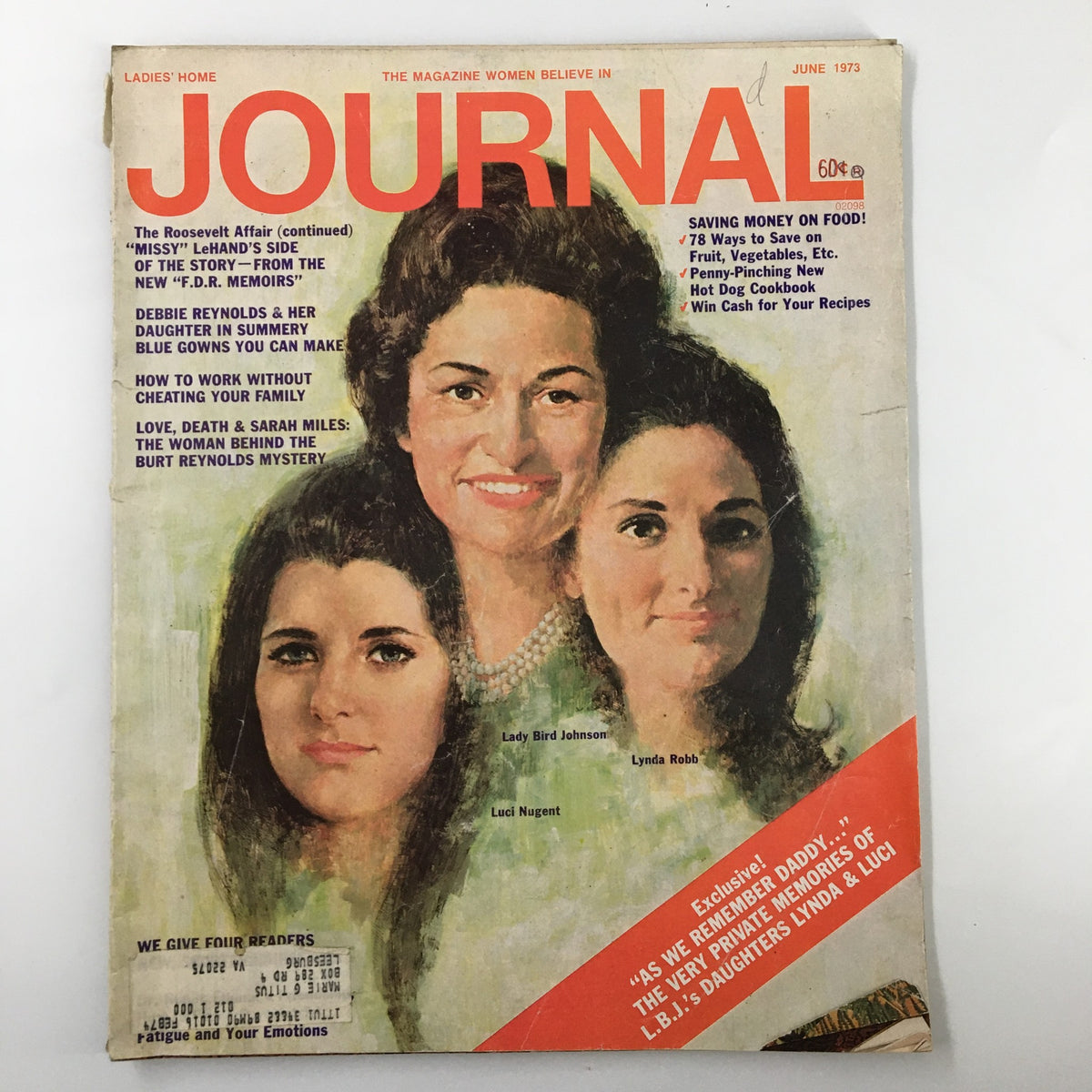 Ladies' Home Journal Magazine June 1973 cover featuring prominent personalities including Luci Nugent and Lady Bird Johnson, along with Lynda Robb, highlighting historical significance and cultural essence of the early 1970s.