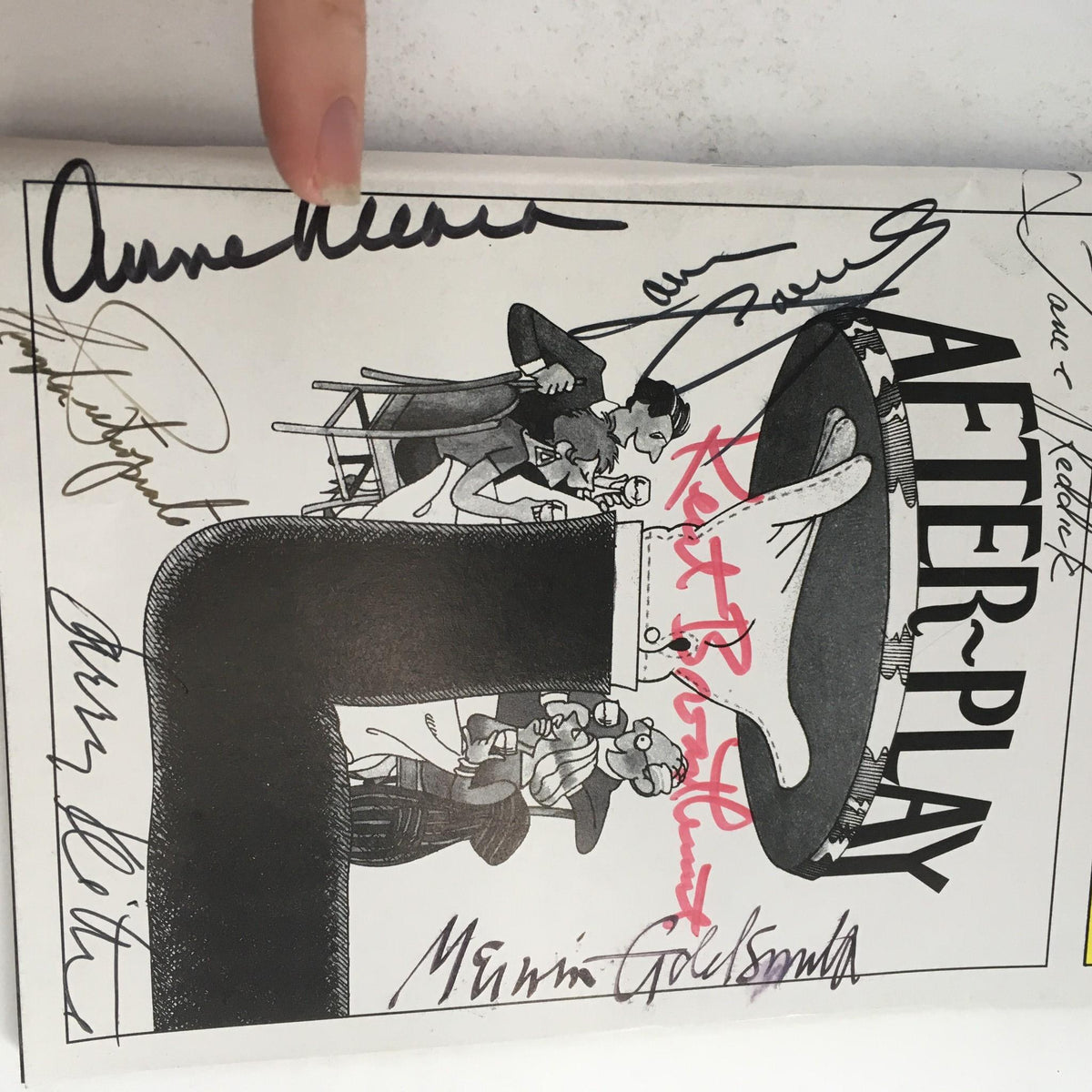 Autographed cover of the 1996 Playbill After-Play, featuring signatures from key cast members including Anne Meara and Kent Broadhurst.