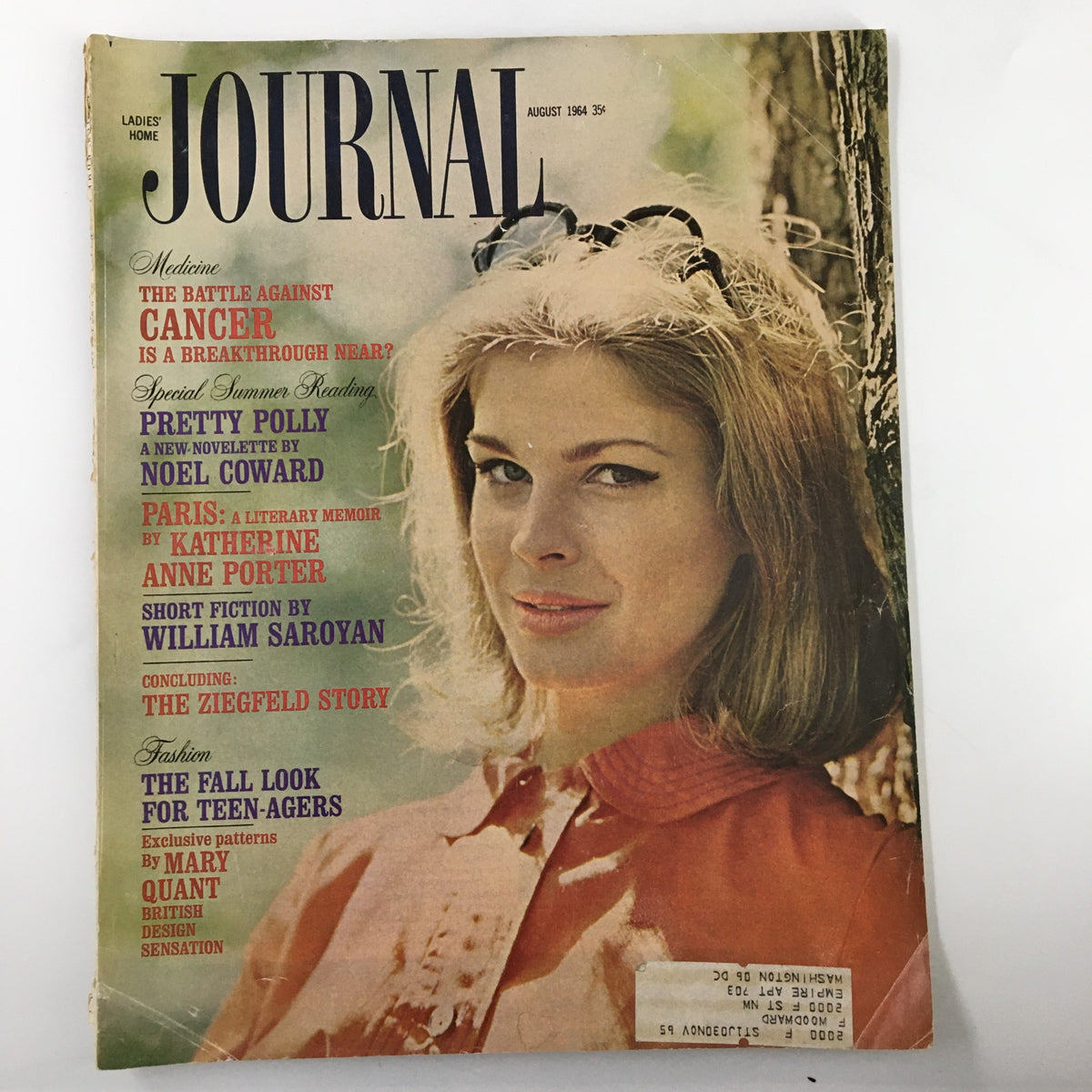 Cover of Ladies' Home Journal Magazine, August 1964, featuring Candice Bergen, with headlines on cancer awareness and summer reading.