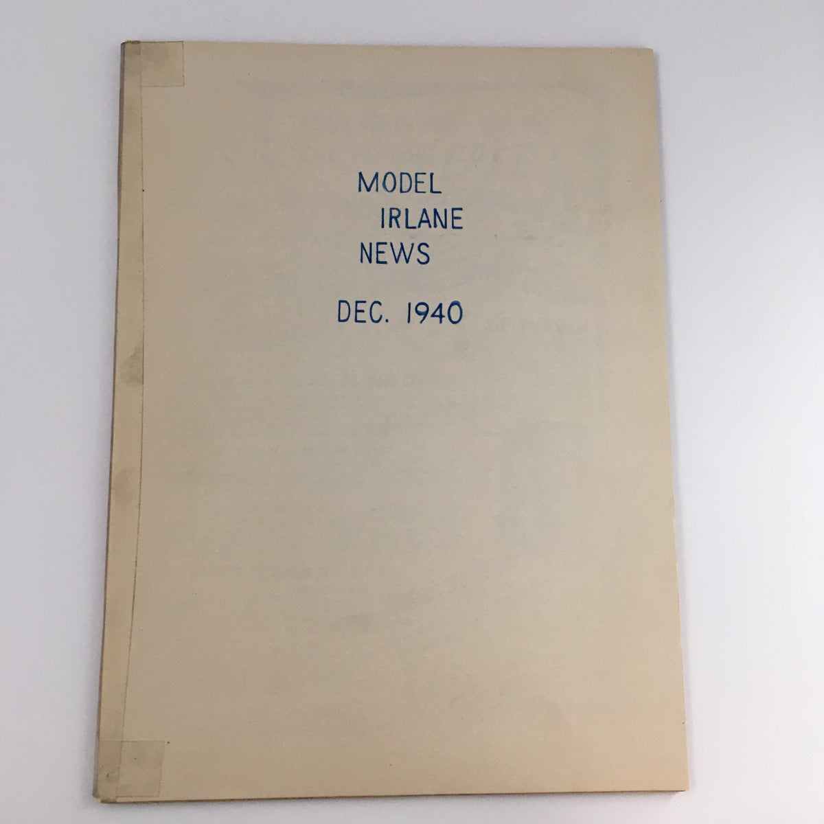 Back cover of Model Airplane News Magazine December 1940 featuring vintage design and publication details.