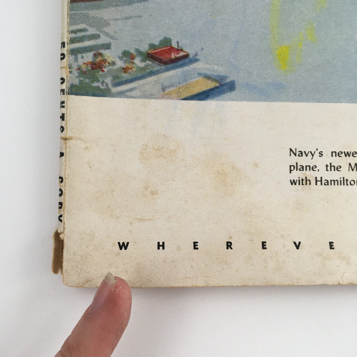 Close-up of the bottom section of the Aero Digest Magazine November 1949 Vol 59 #5 cover, detailing the publication's price and tagline regarding aviation.