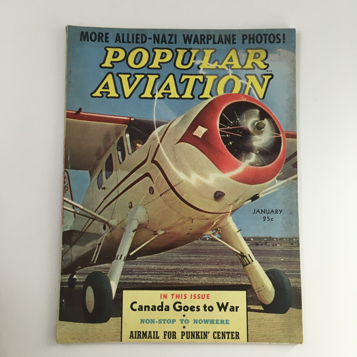 Popular Aviation Magazine January 1940 cover featuring a Howard Monoplane, showcasing aviation history and Nazi warplanes.