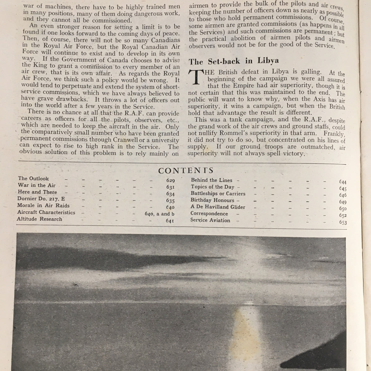 Inside page of Flight & The Aircraft Engineer Magazine from June 25, 1942, providing insights on aviation during World War II, discussing air strategies and aircraft roles.