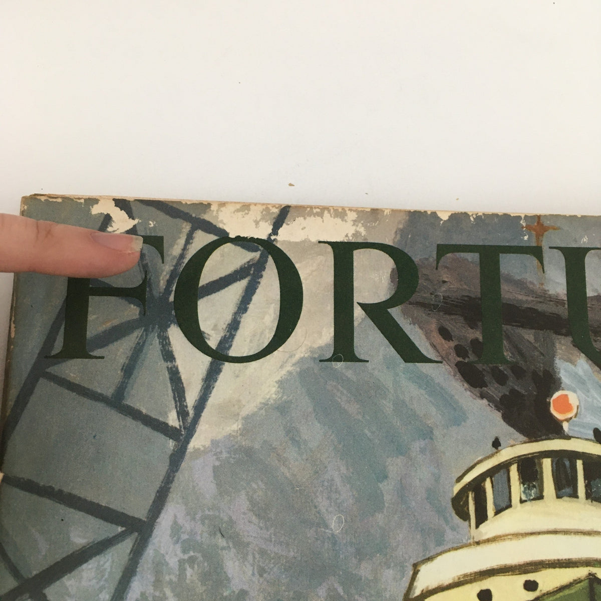 Close-up of the cover title 'FORTUNE' on the December 1950 issue, illustrating the vintage design and historical context of the magazine related to the St. Lawrence Seaway.