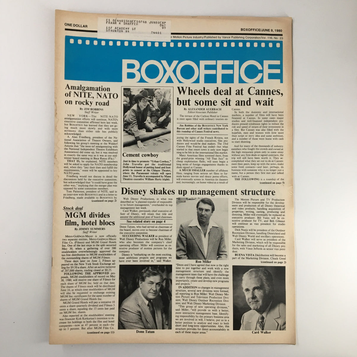 Box Office Magazine June 9 1980 cover featuring the headline 'Wheels Deal at Cannes But Some Sit and Wait', discussing film deals at the Cannes Film Festival.