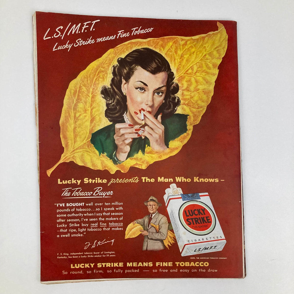 Cover of the Saturday Evening Post May 8, 1948, featuring a vintage advertisement for Lucky Strike cigarettes, showcasing a glamorous woman with a cigarette, complemented by artistic design elements.