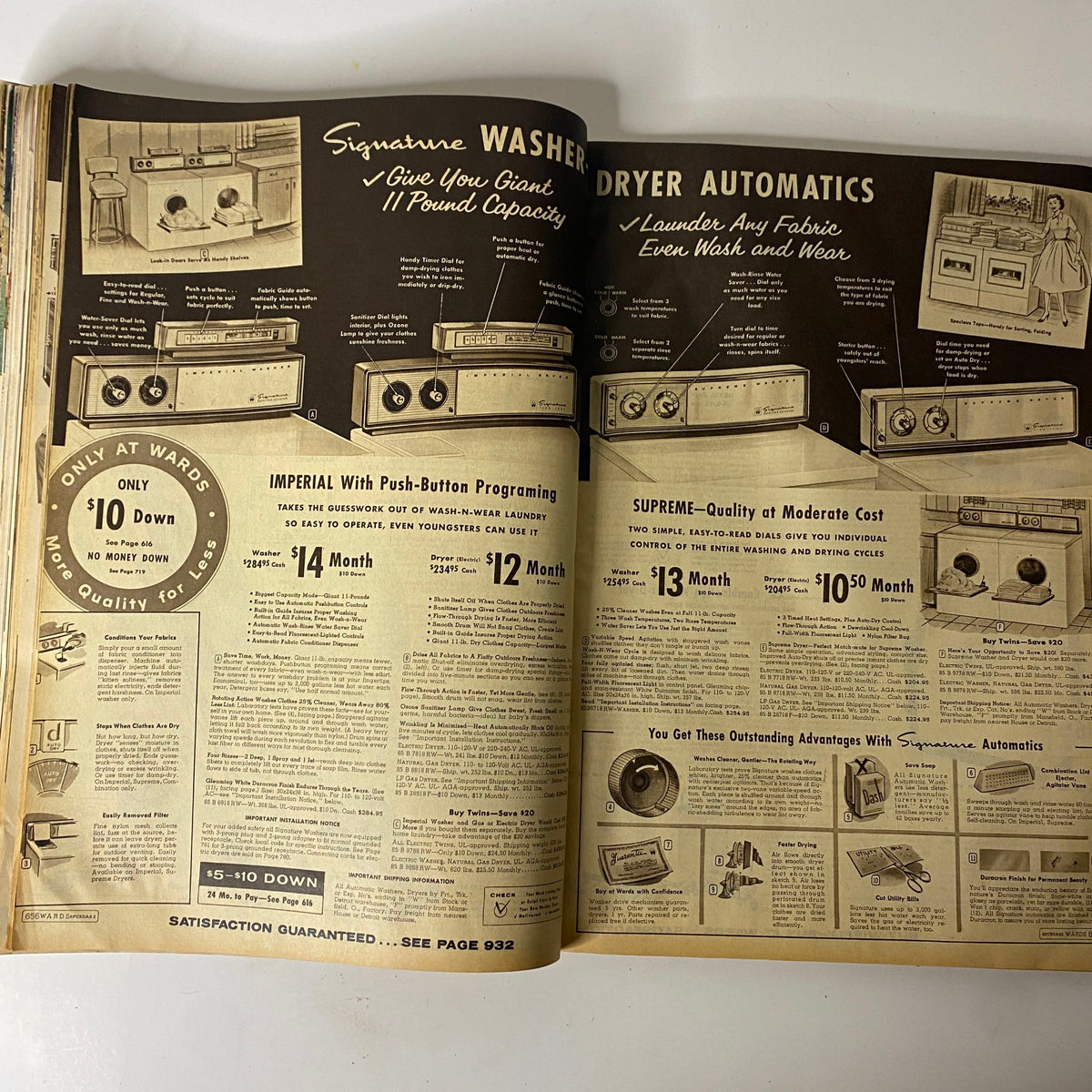 1960 Montgomery Ward Spring and Summer Catalog featuring various washers and dryers, emphasizing the quality of home appliances.
