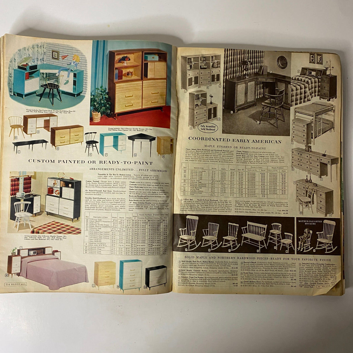 Inside the 1960 Montgomery Ward Spring and Summer Catalog featuring custom-painted furniture options and coordinated early American styles.