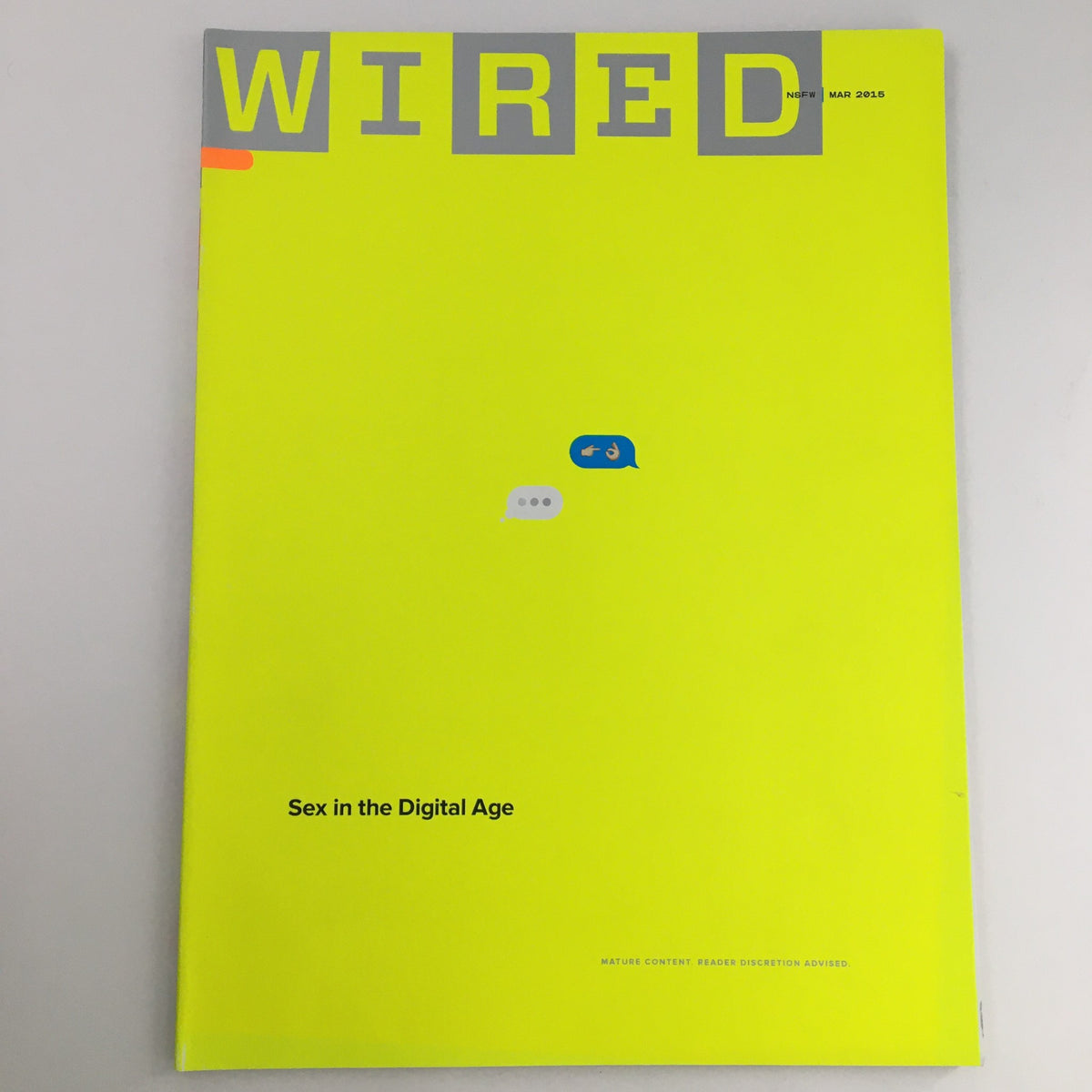 Wired Magazine March 2015 cover featuring the theme 'Sex in the Digital Age' with a bright yellow background and minimalist graphic elements, rated Very Good condition.