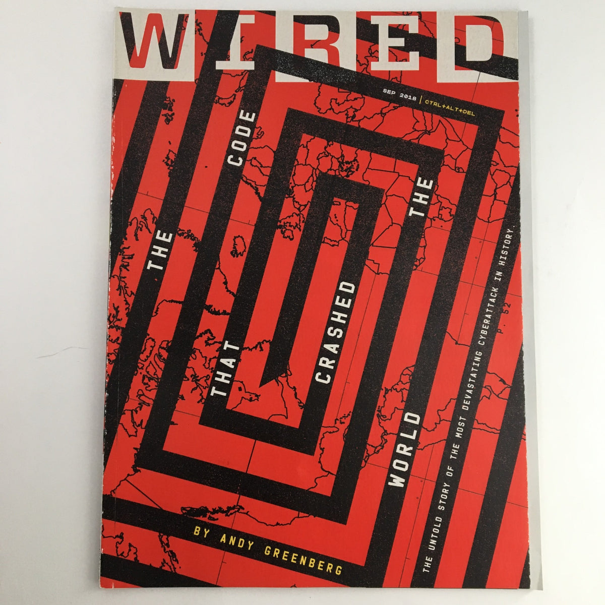 Cover of Wired Magazine September 2018 featuring the title 'The Code That Crashed the World: The Untold Story of the Most Devastating Cyberattack' with a striking red and black design.