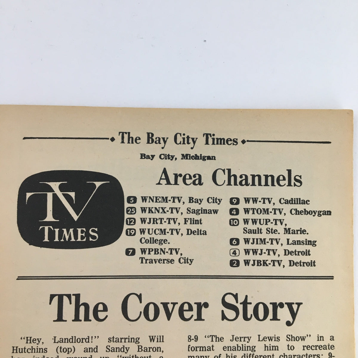Inside page of TV Times Bay City Michigan issue from May 28 to June 3, 1967, showing area TV channels and the cover story details.