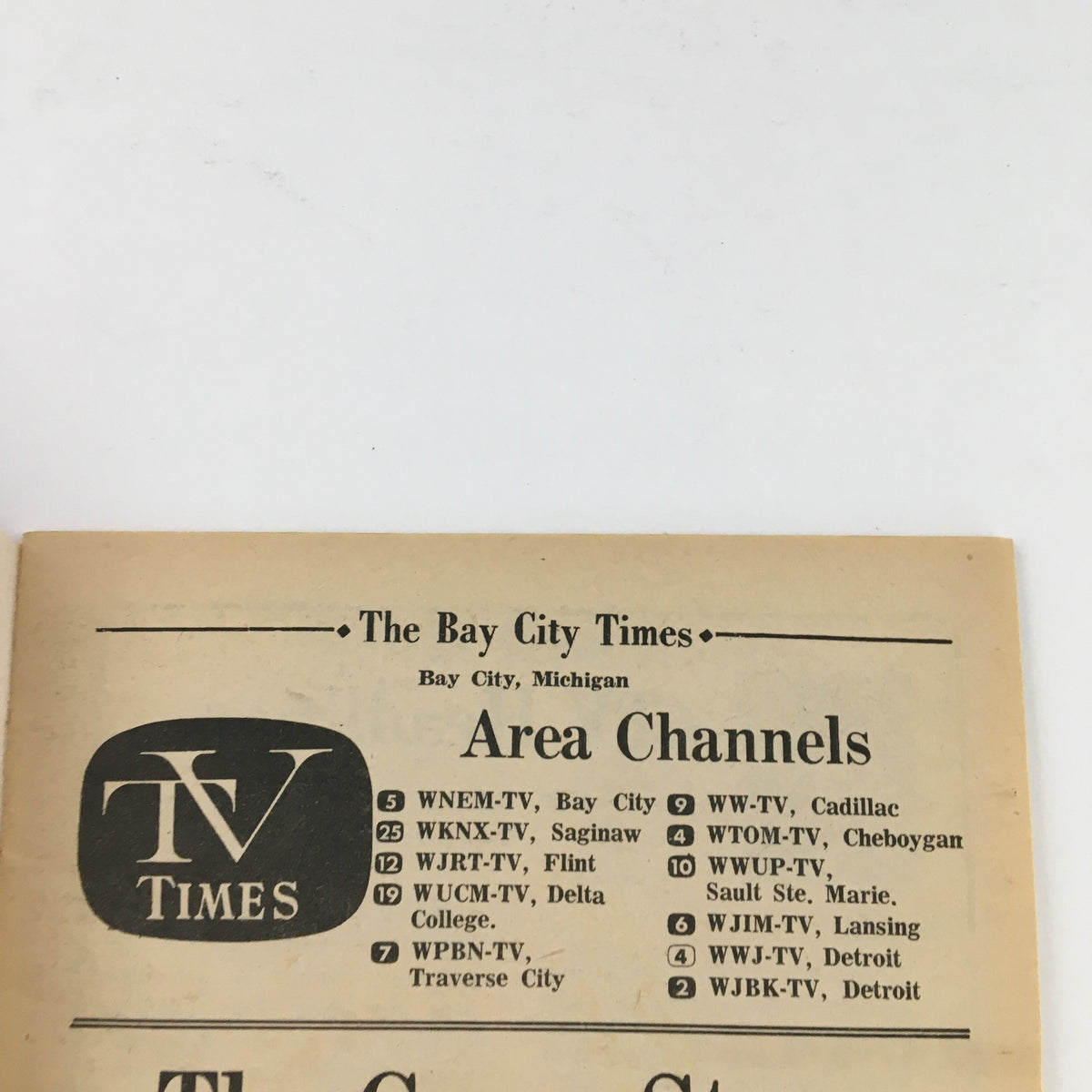 Inside page of TV Times magazine showing area television channels from Bay City, Michigan, from the week of June 25-July 1, 1967.
