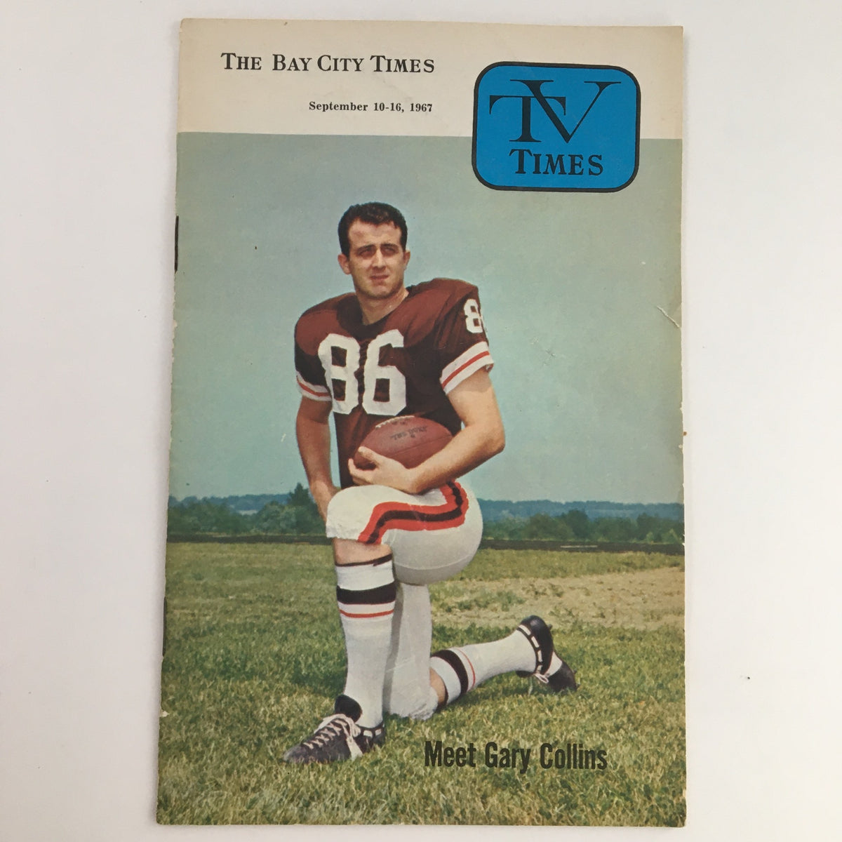 Cover of TV Times Bay City Michigan September 10-16, 1967 featuring Gary Collins in a football uniform, showcasing vintage television history.