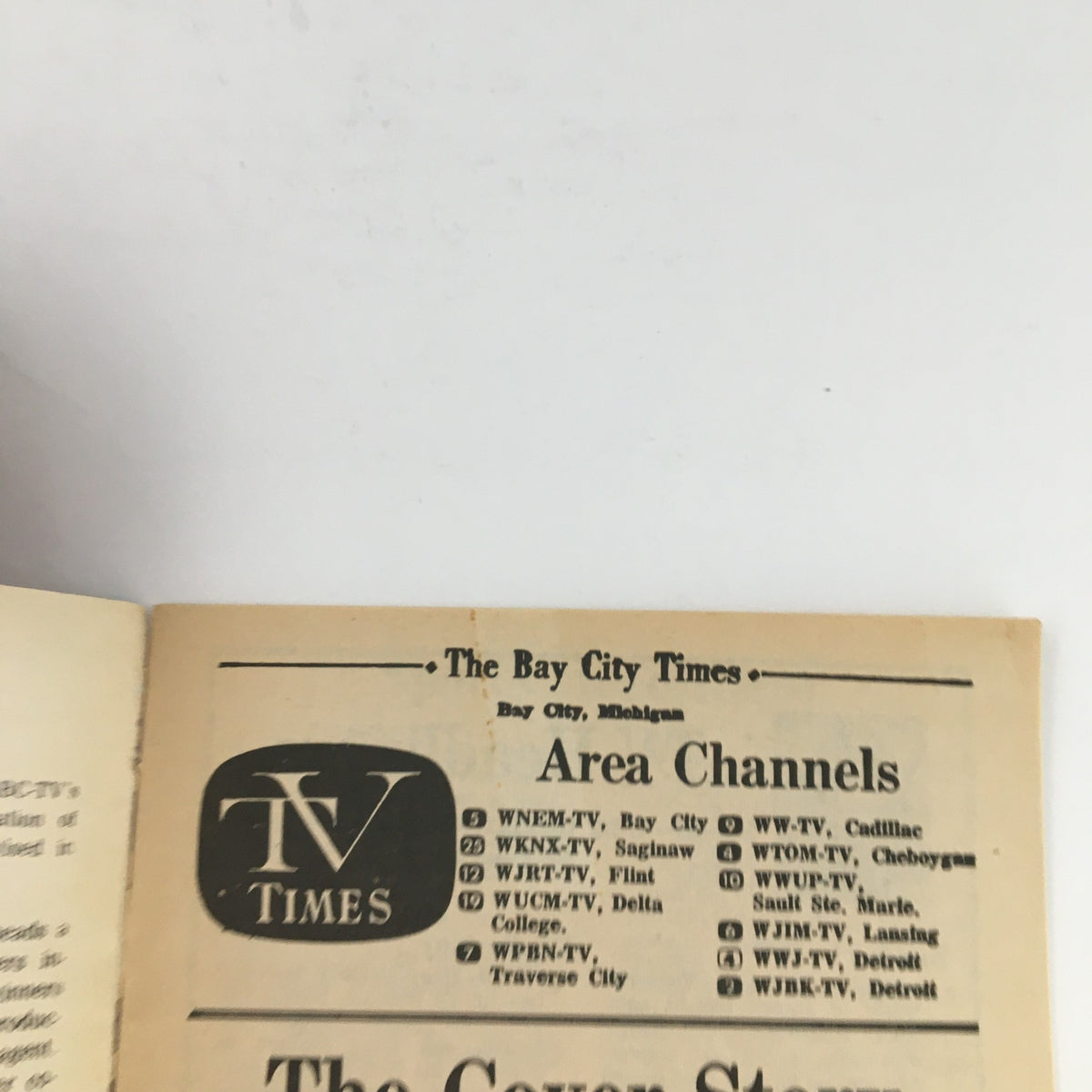 Interior page of TV Times showing area TV channels for Bay City, Michigan, dated September 17-23 1967.
