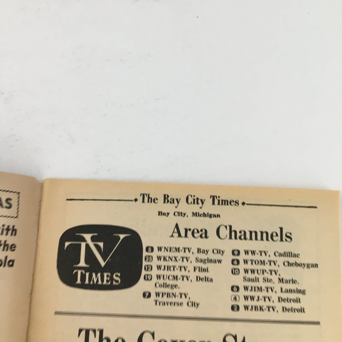 Page from TV Times Bay City Michigan November 26-December 2, 1967, showing area television channels and logo. Features listings for local TV stations such as WNEM-TV and WKNC-TV.