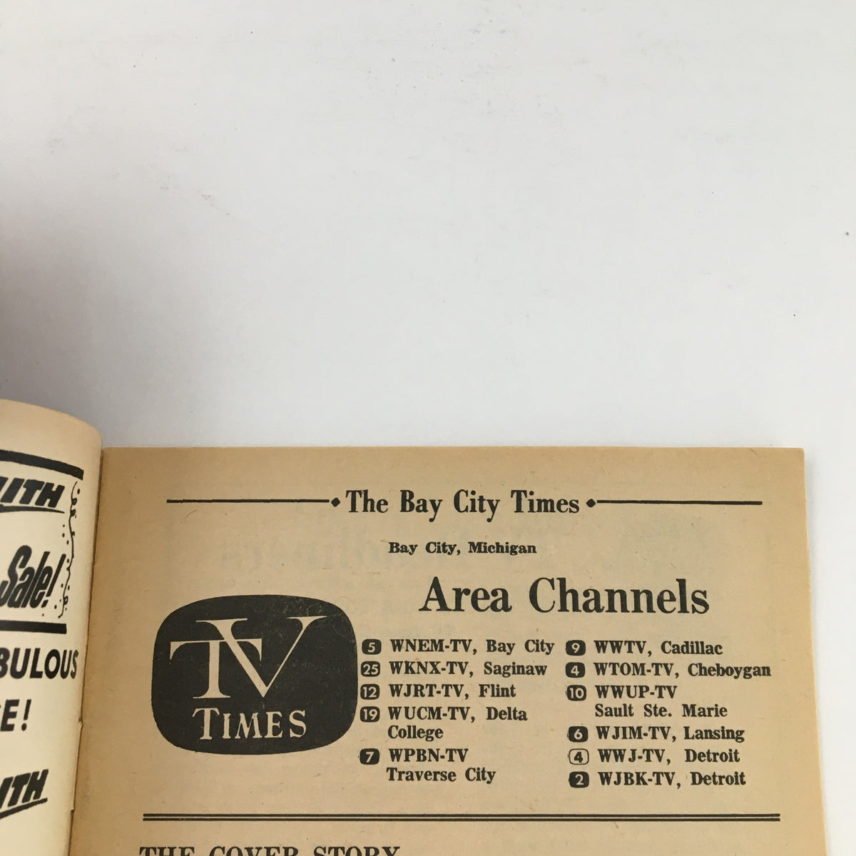 Inside page of TV Times Bay City Michigan March 24-30 1968, displaying area channels and programming details for television stations in Bay City, Michigan.