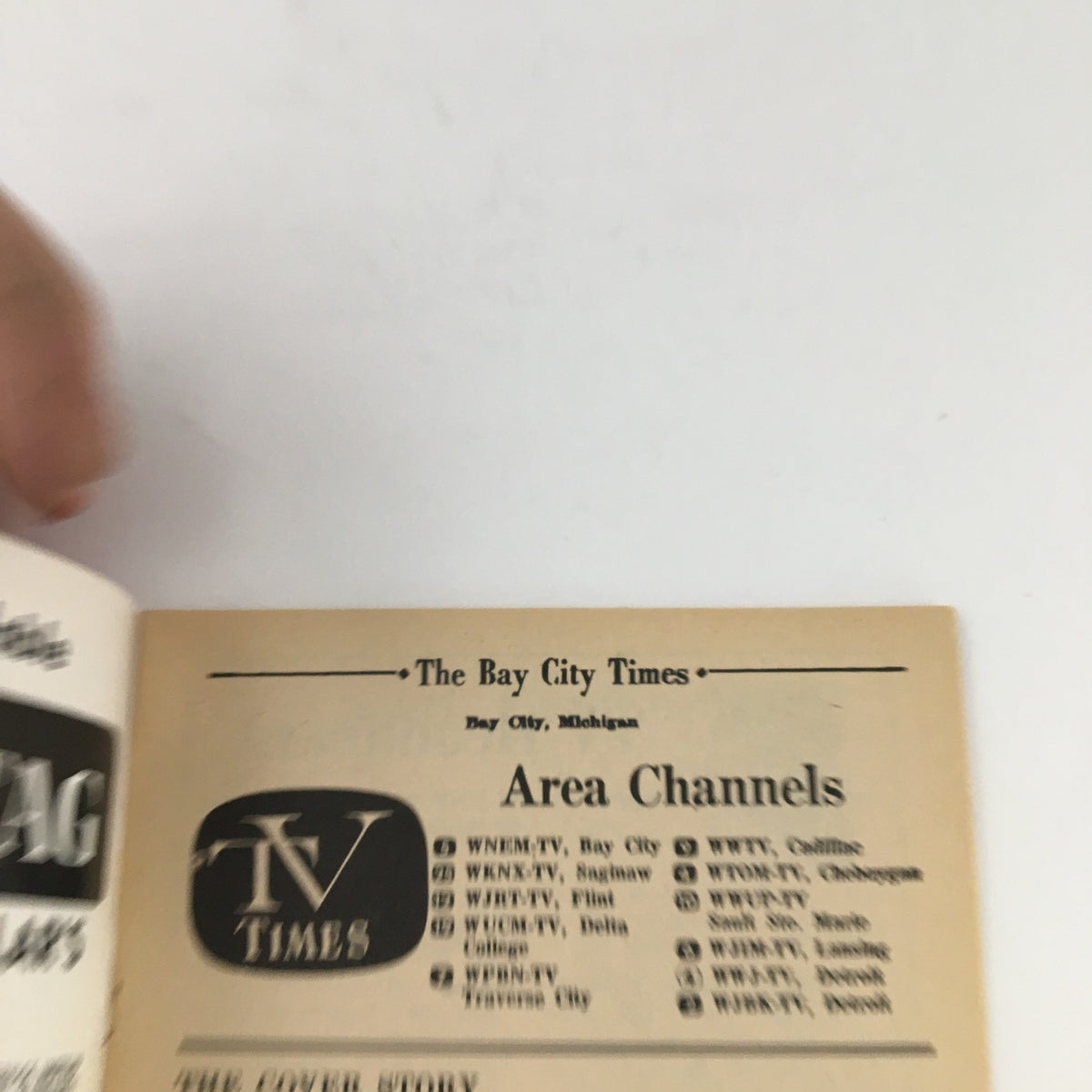 Interior page from TV Times Bay City Michigan April 21-27 1968 showing area television channels and magazine details.