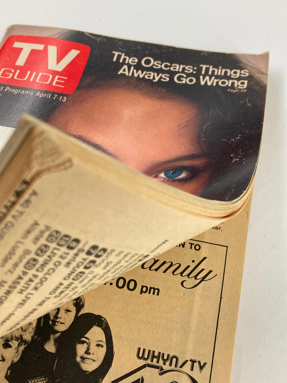 TV Guide Magazine April 7 1979 #1378 with the cover partially visible, featuring the Oscar-related content and a striking image, reflecting the magazine's style during the late 70s.