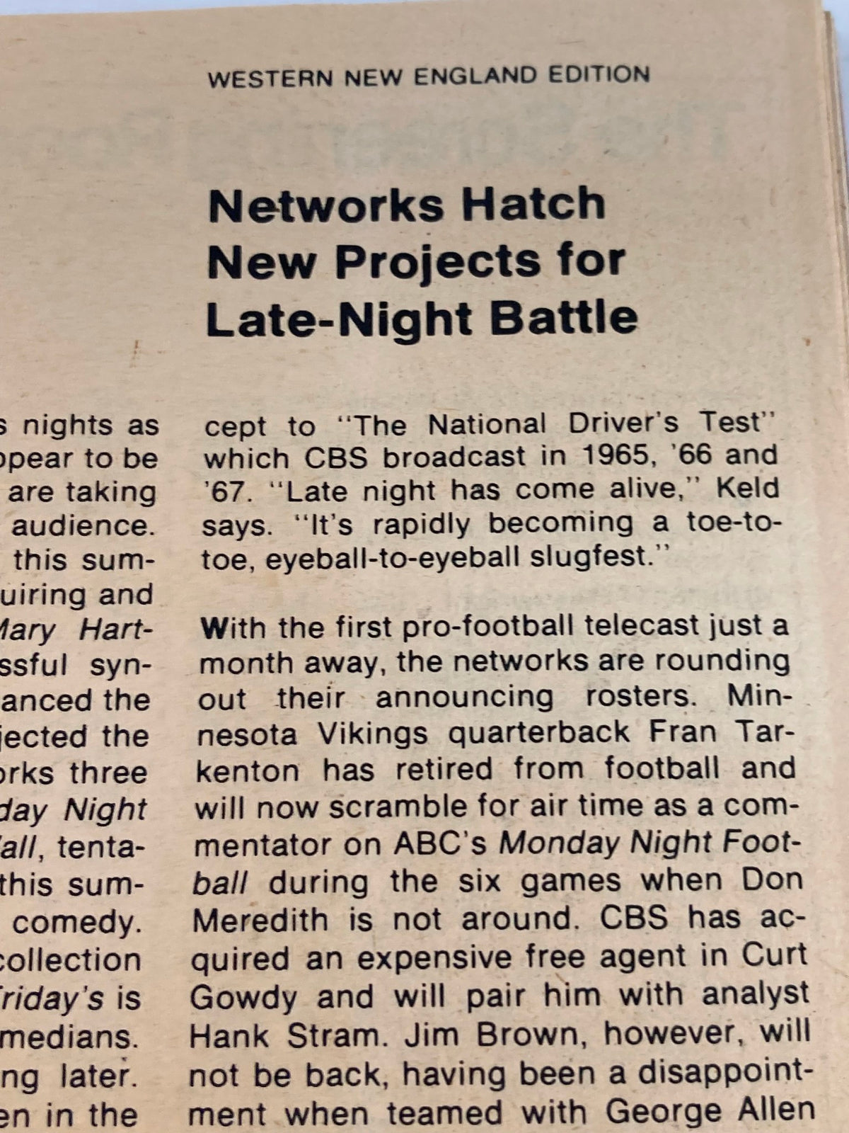 Article section from TV Guide Magazine June 23 1979 issue #1369 detailing network projects for late-night television, reflecting industry developments during that time.