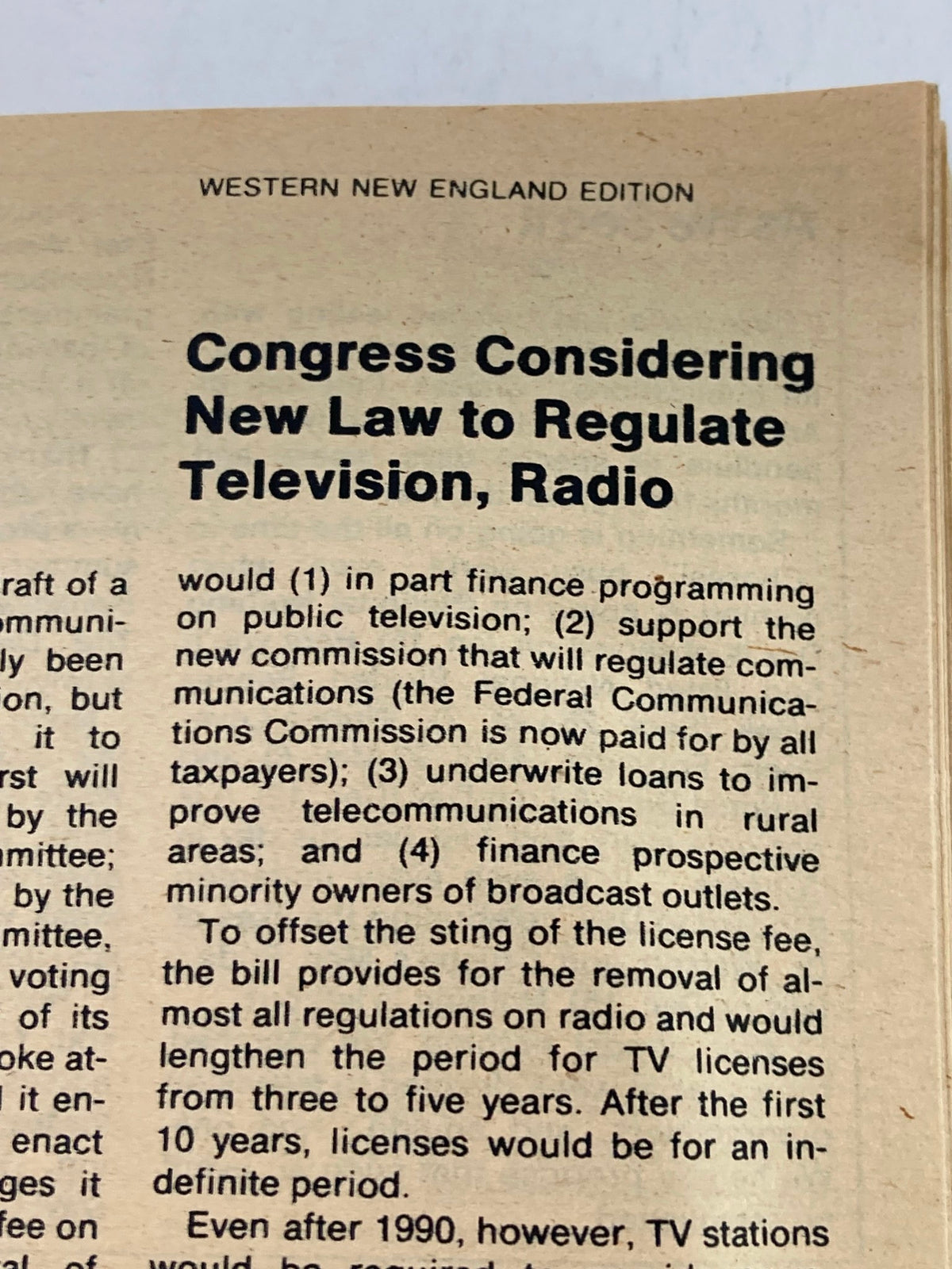 Article page from TV Guide Magazine June 17 1978 Issue #1316 discussing Congress considering a new law to regulate television and radio, highlighting key communications issues.