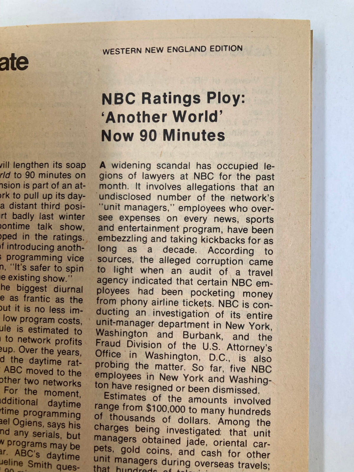 Another inside page of TV Guide Magazine February 24 1979 discussing NBC ratings changes regarding 'Another World', showcasing the magazine's role in television history.