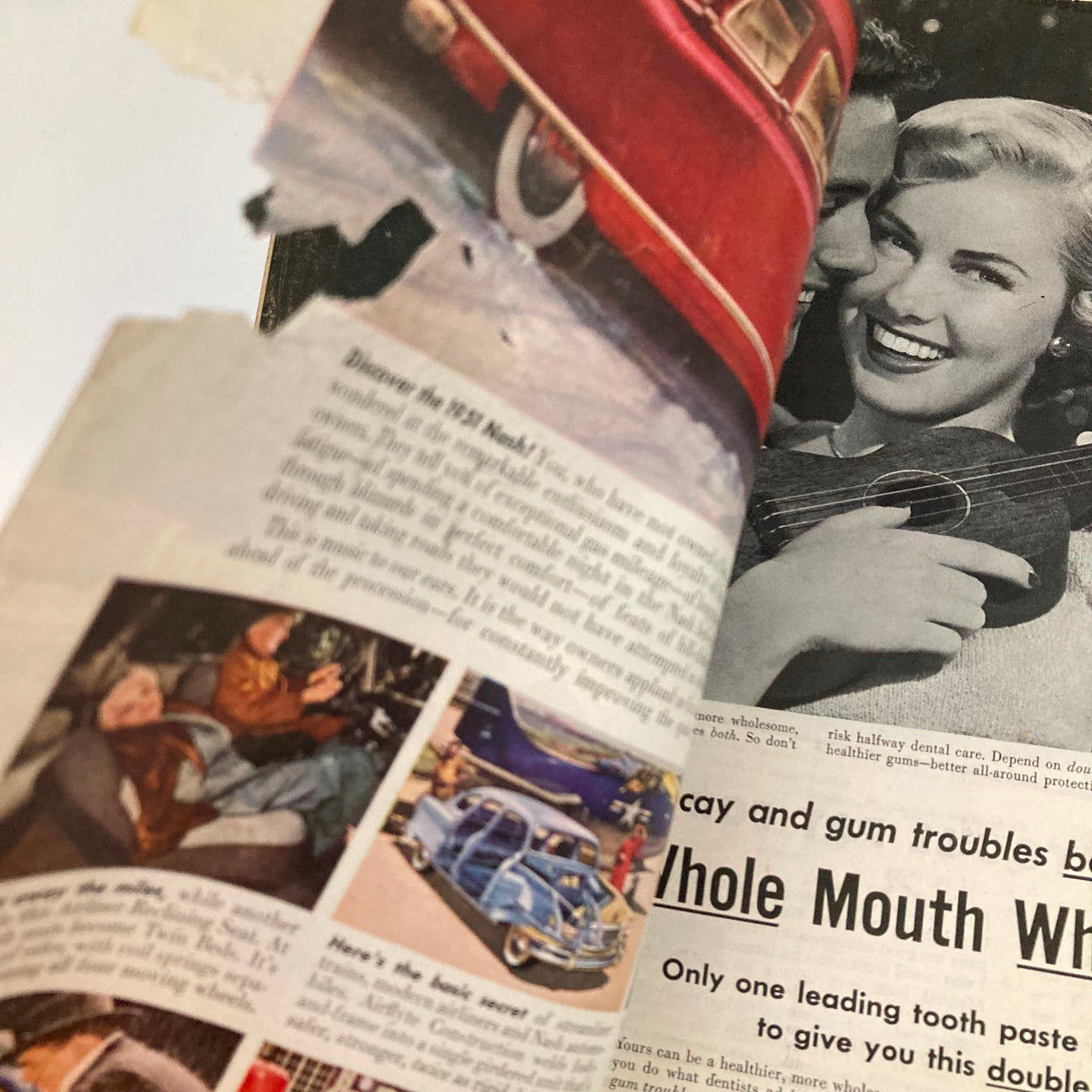 Interior pages of the Saturday Evening Post Magazine December 9, 1950, highlighting vintage advertisements and articles reflecting mid-20th century culture.