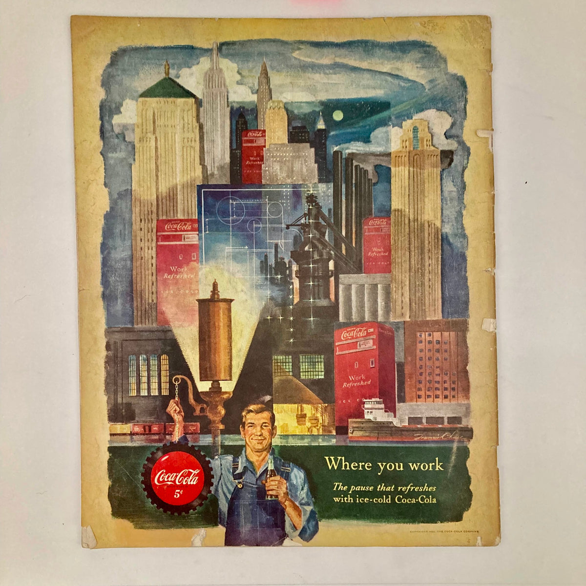 Cover of Saturday Evening Post Magazine December 30 1950 displaying a vintage Coca-Cola advertisement highlighting the refreshing drink in an industrial setting.