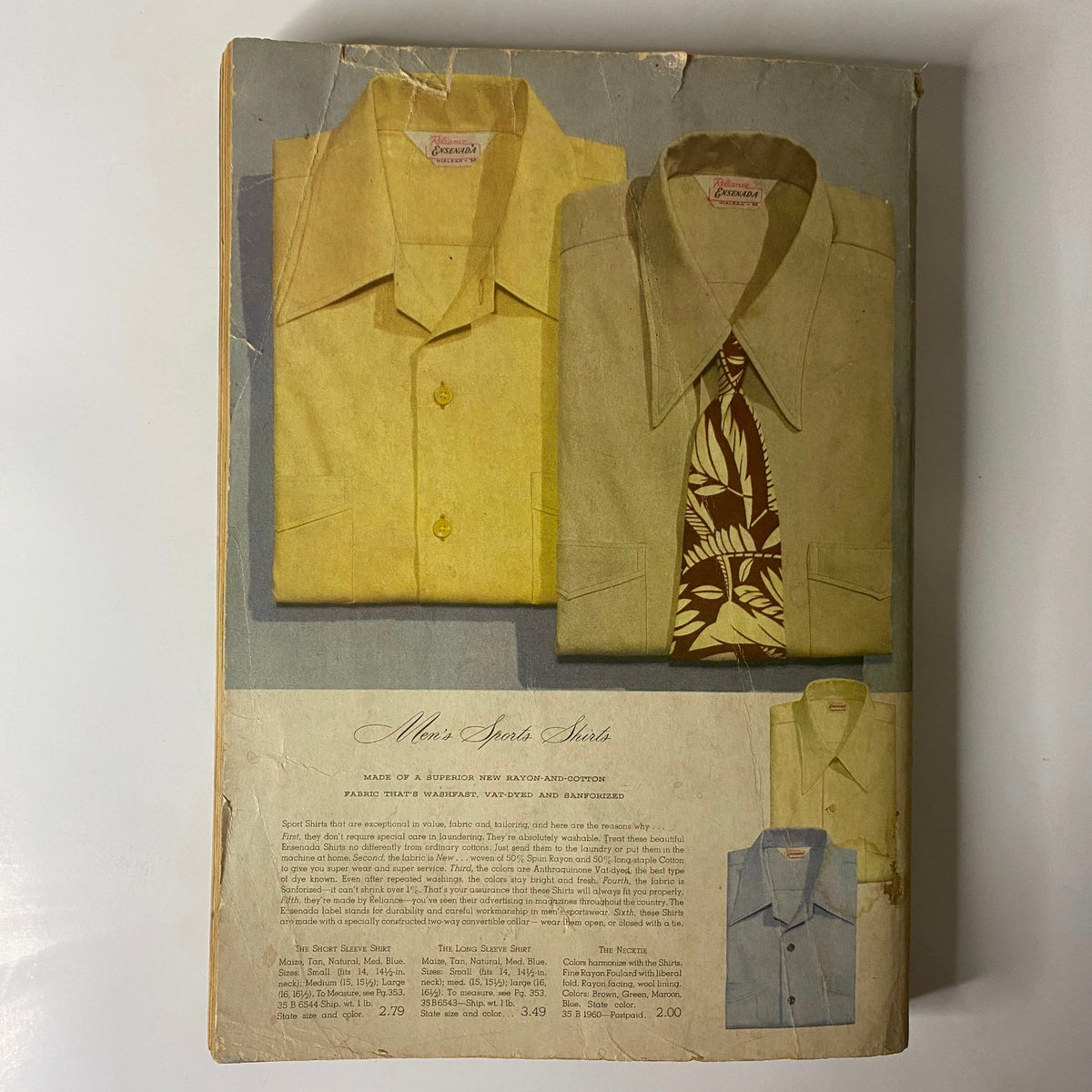 Cover page showcasing men's sport shirts with pastel colors from the 1945 Montgomery Ward Spring and Summer Catalog.