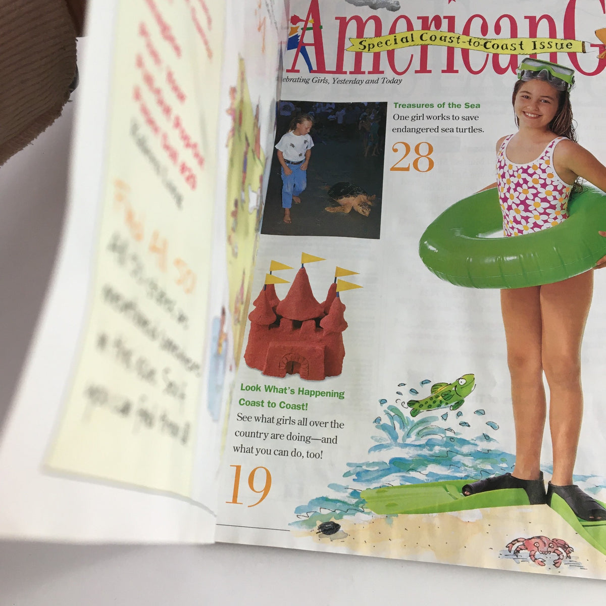 Interior page of American Girl Magazine July August 1997, showcasing activities and features from the Coast-to-Coast Summer Fun issue, including visuals of summer fun and engaging content.