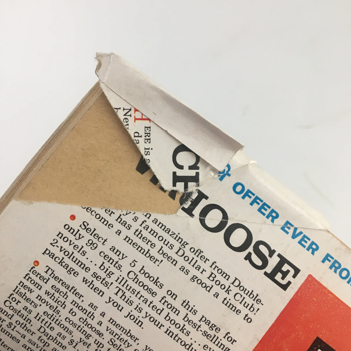 Damaged corner of the back cover of the VTG Family Circle Magazine November 1961, displaying a promotional offer.