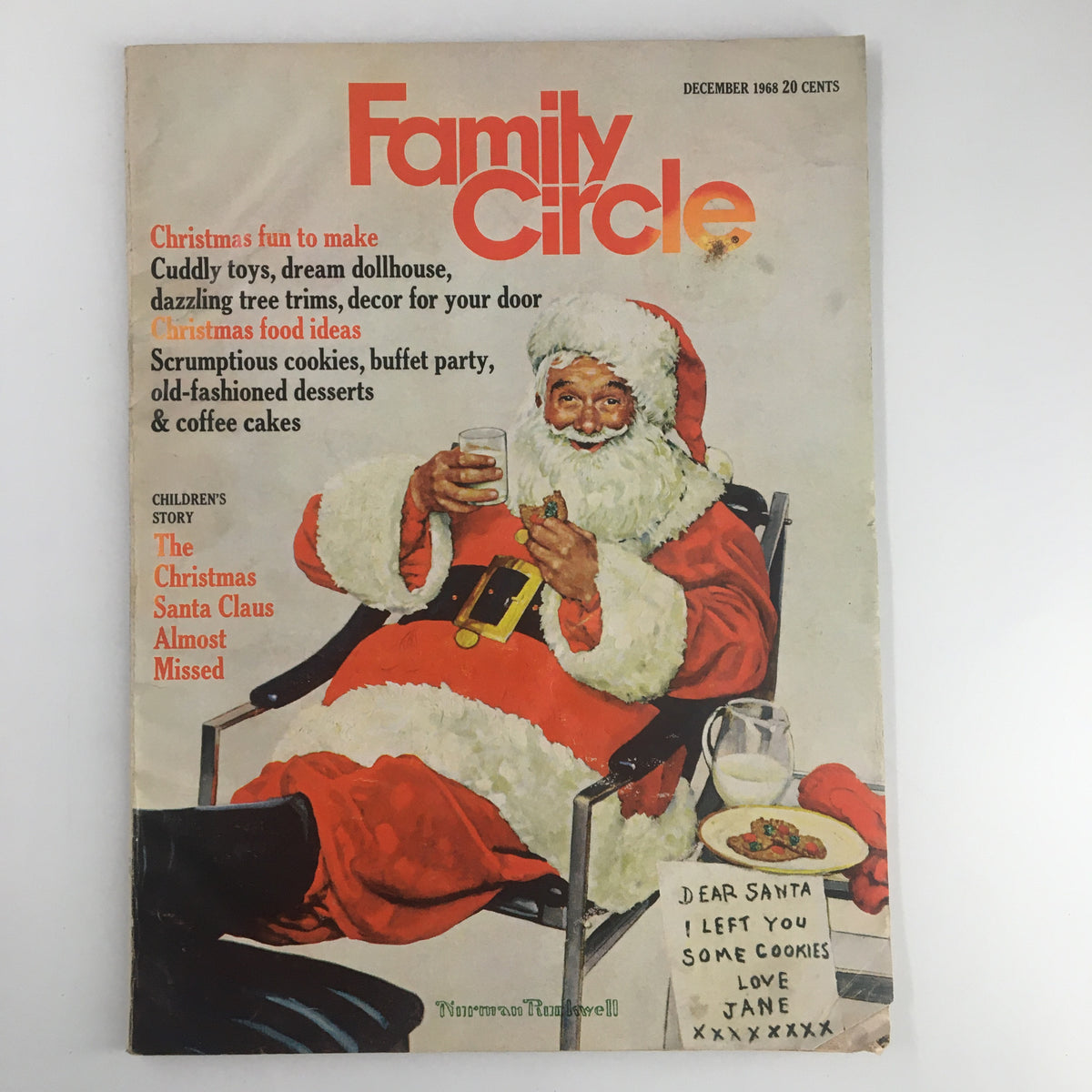 Cover of VTG Family Circle Magazine December 1968 featuring Santa Claus celebrating Christmas with festive motifs and themes. The title 'Family Circle' is prominently displayed, reflecting a nostalgic holiday spirit.