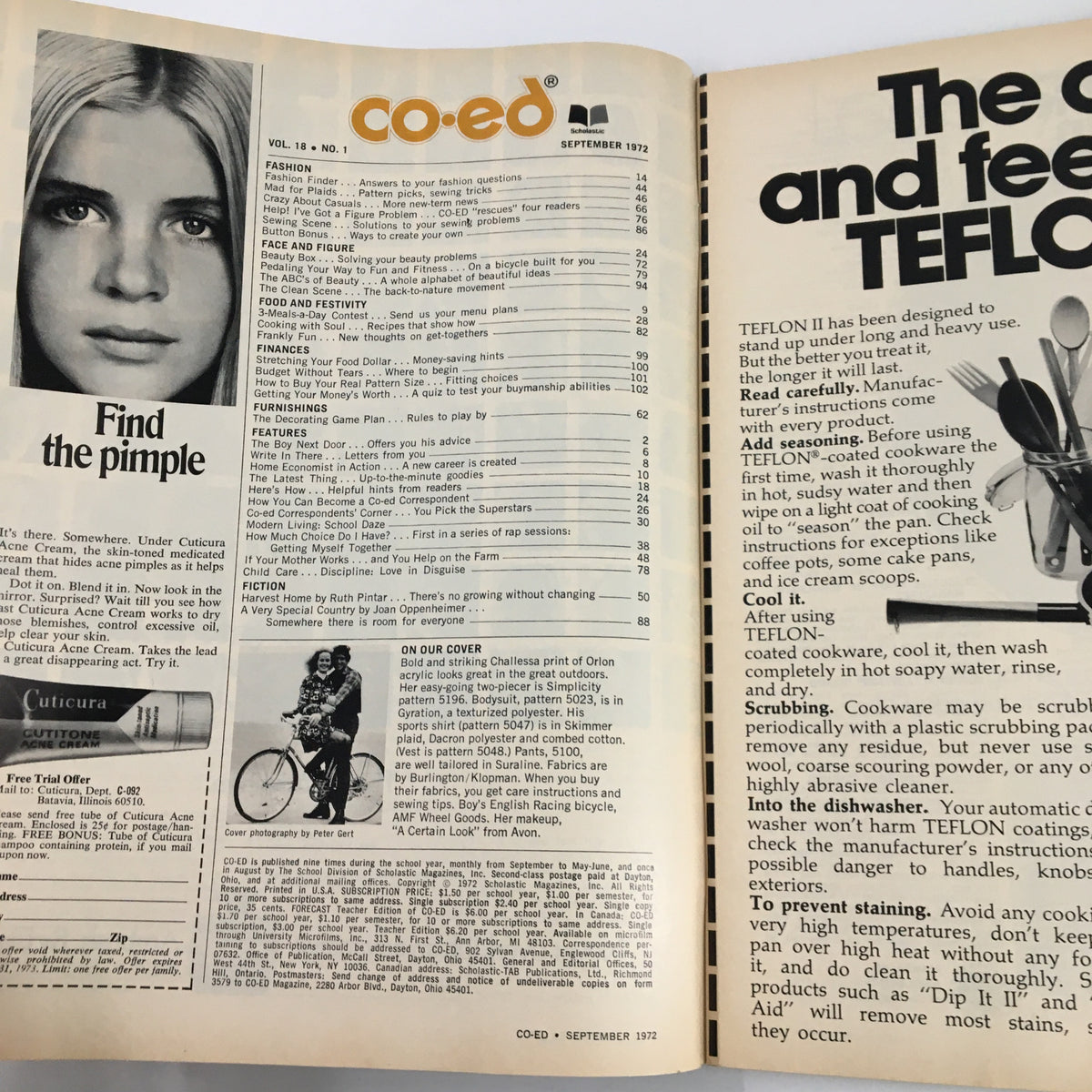 Vintage Co-Ed Magazine September 1972 Plaid Power Pattern Picks & Tricks No Label