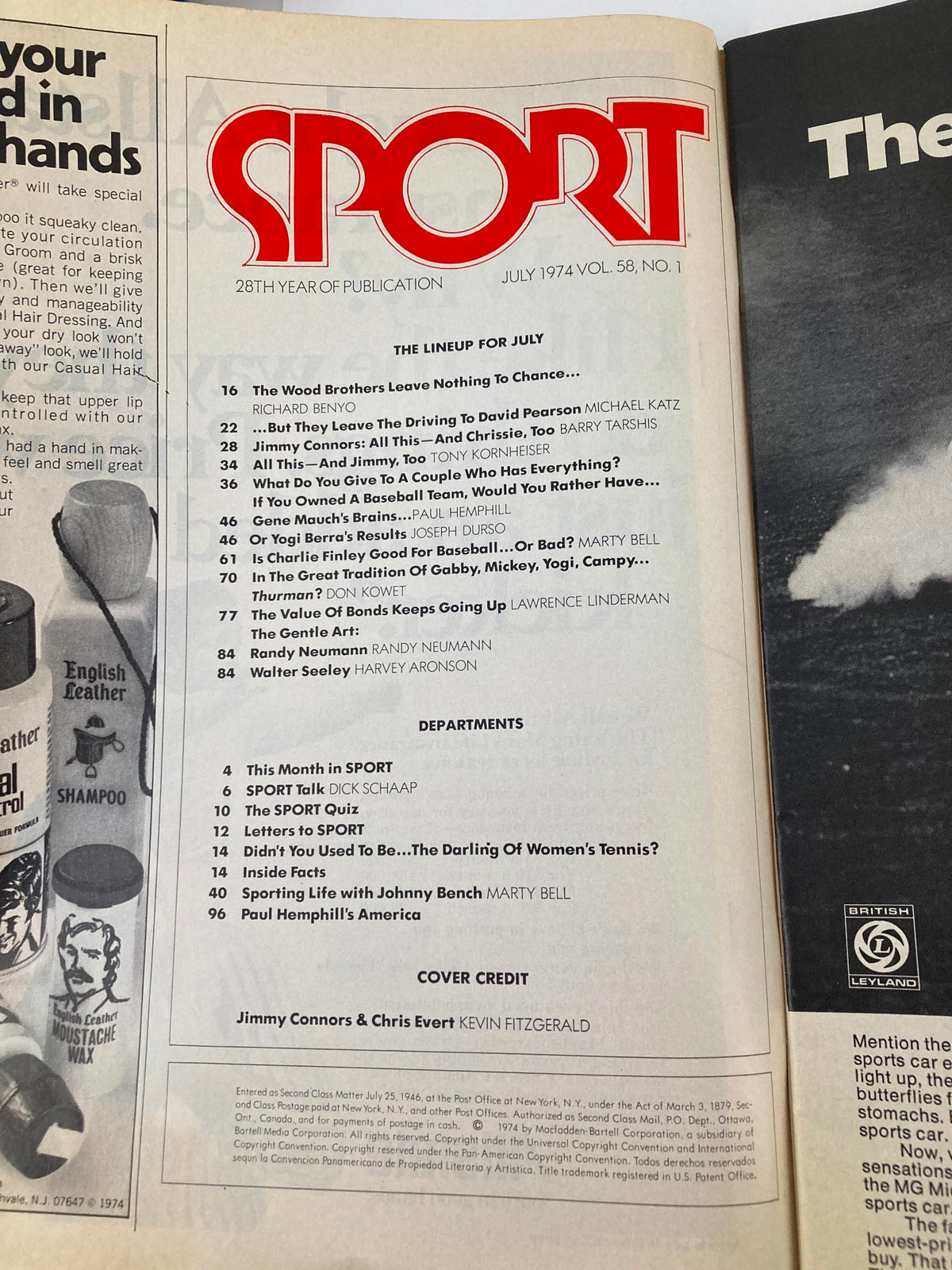Vintage Sport Mgazine July 1974 Vol 58 #1 Chris and Connors Love Match