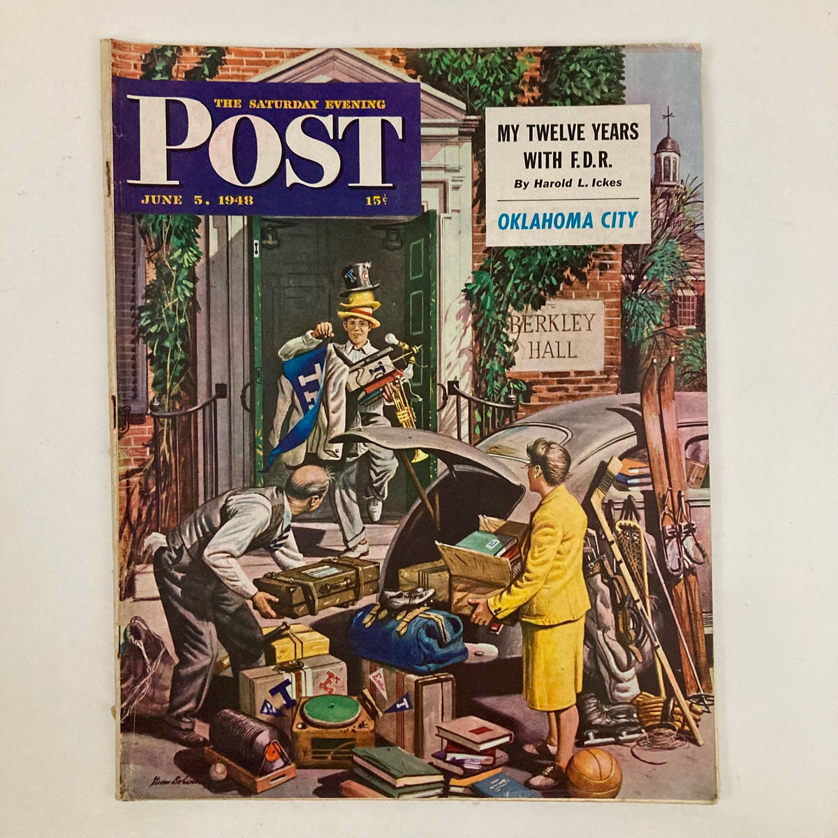 Cover of Saturday Evening Post Magazine June 5 1948, featuring a vibrant illustration by Stevan Dohanos, showcasing a lively scene with characters in vintage attire.