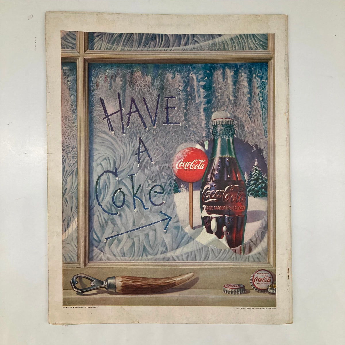 Cover of the Saturday Evening Post Magazine from August 9, 1952, featuring the artwork titled 'Tree House' by Stevan Dohanos, depicting a nostalgic scene with a vintage Coca Cola advertisement.