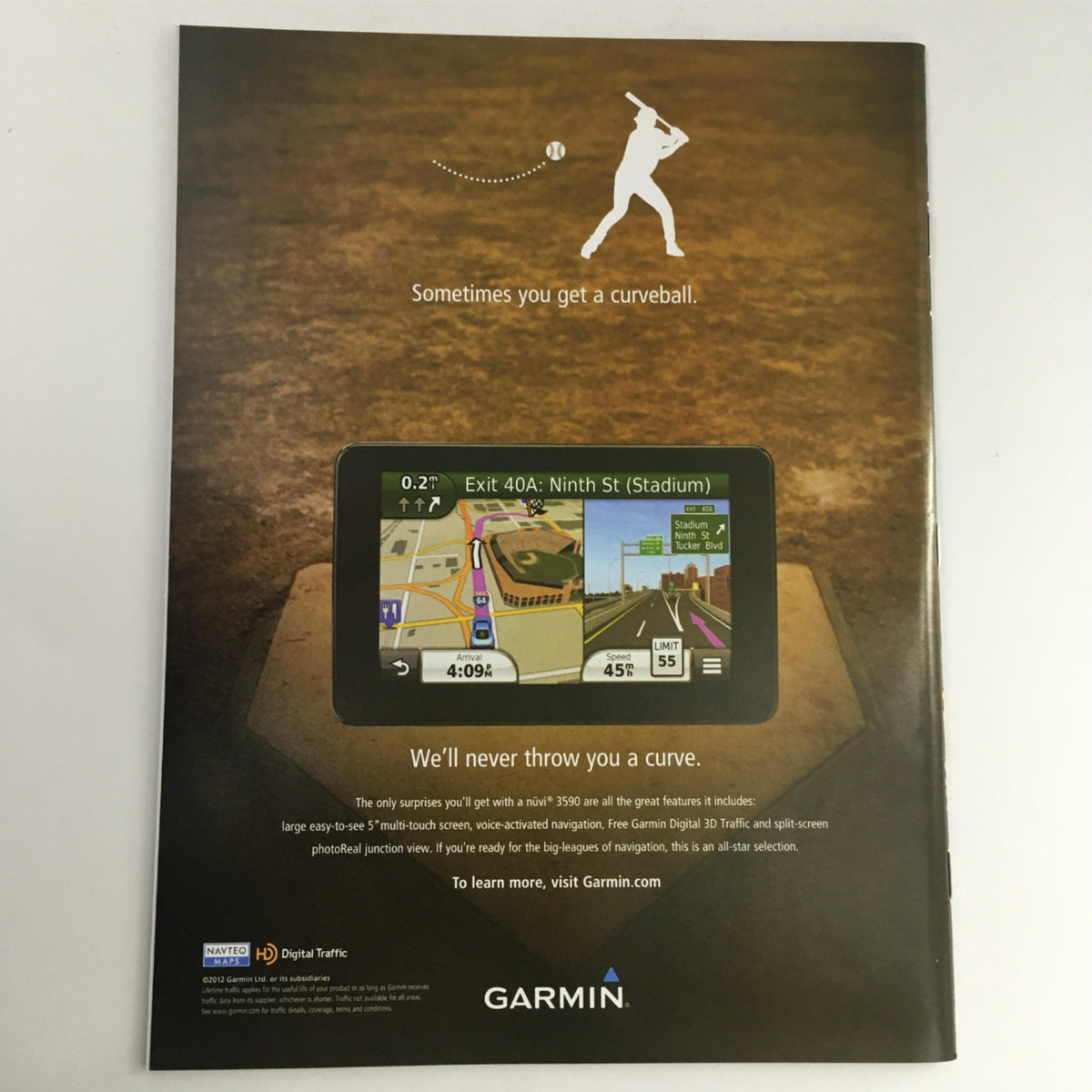 Back cover of Sports Illustrated Magazine June 25, 2012 featuring a Garmin advertisement with navigation device display.