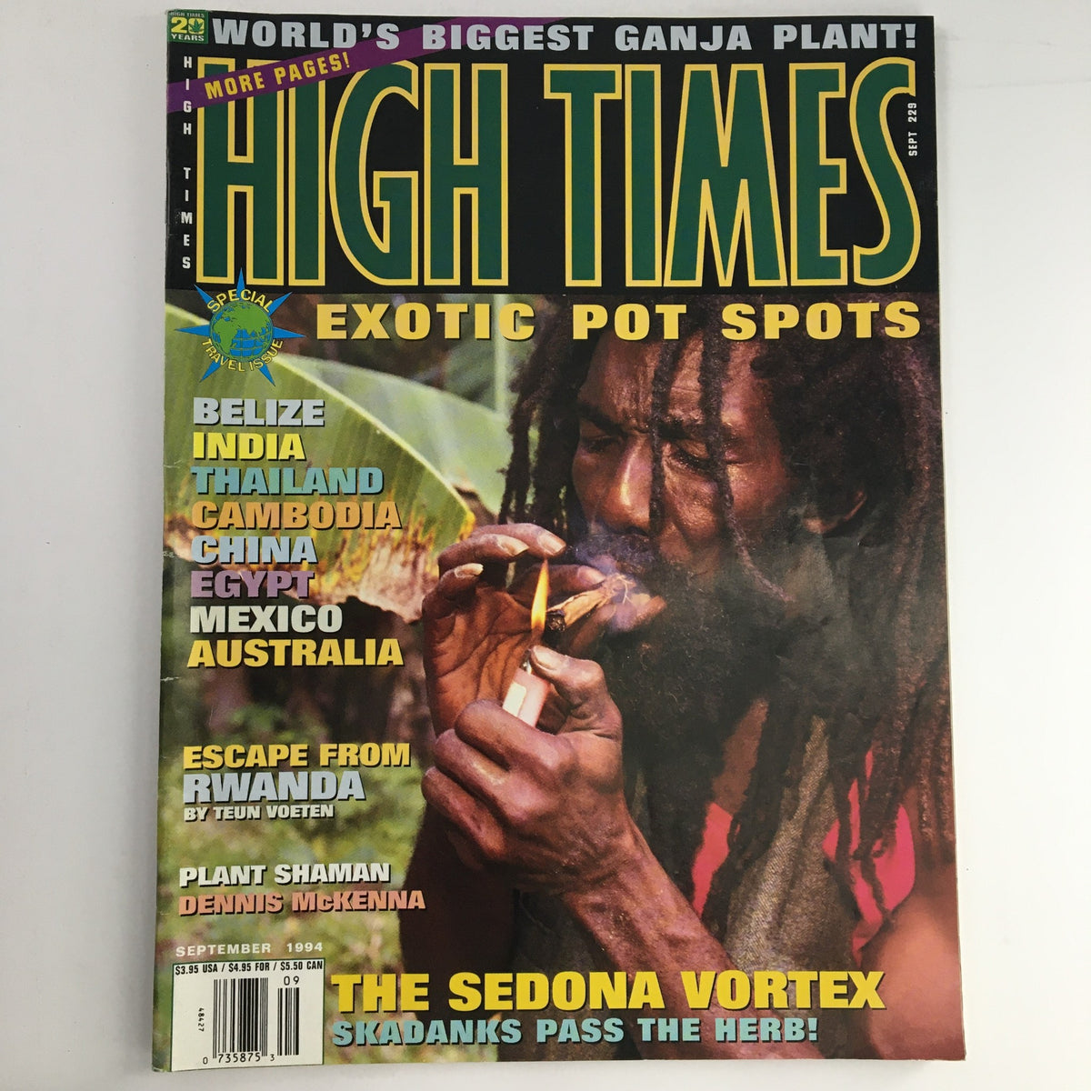 Cover of High Times Magazine September 1994 featuring plant shaman Dennis McKenna, discussing the Sedona Vortex and cannabis culture.
