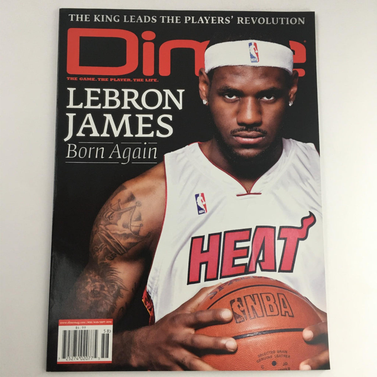 2010 Dime Magazine cover featuring LeBron James in Miami Heat jersey, with the title 'Born Again', showcasing the star athlete after his transition to the Heat, a pivotal moment in NBA history.