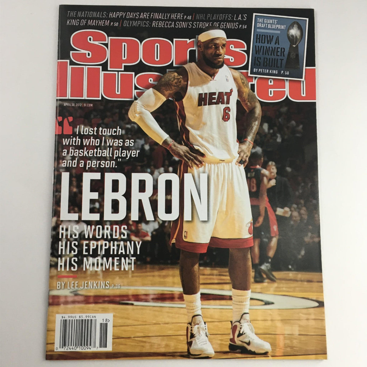 Cover of Sports Illustrated Magazine April 30, 2012 featuring LeBron James in Miami Heat uniform, highlighting his impactful moment in basketball history.