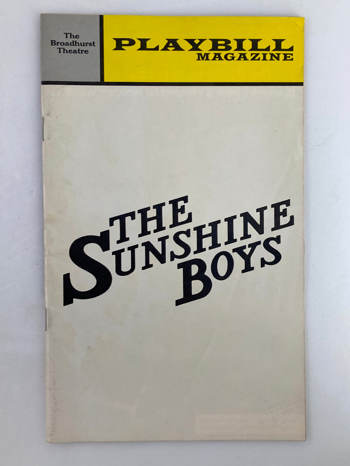 1973 Playbill Broadhurst Theatre featuring The Sunshine Boys, showcasing the iconic title in bold lettering.