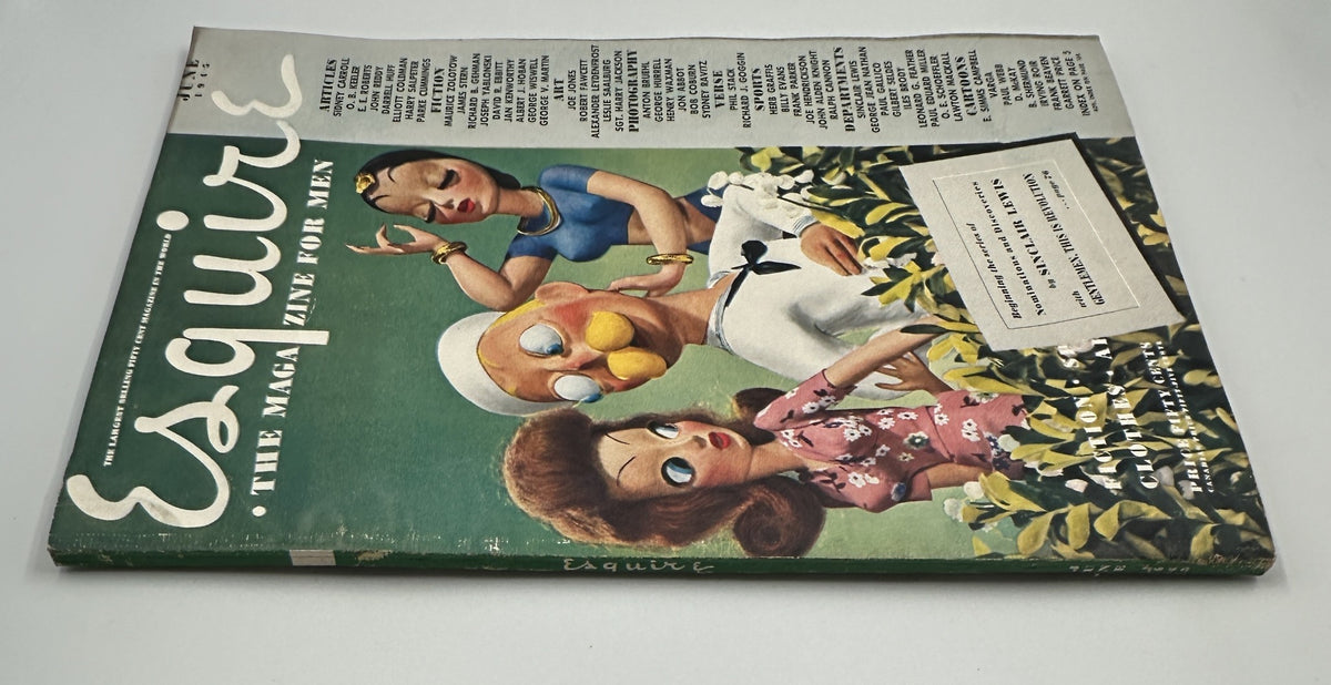 Esquire Magazine June 1945 cover featuring playful illustrations and a vibrant design showcasing the artistry of the era.