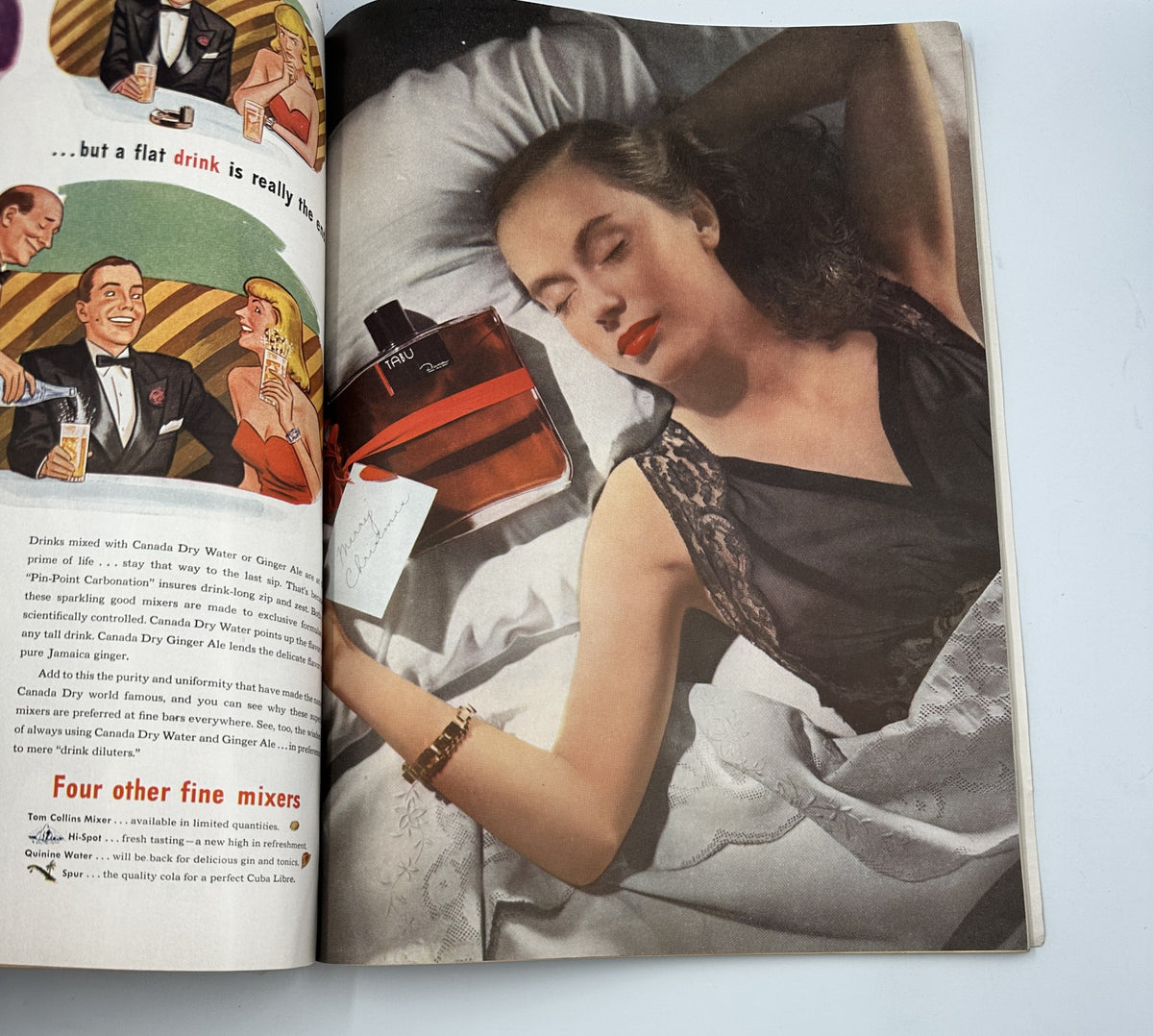 Esquire Magazine January 1946 presents a sophisticated advertisement for Candia Dry Wine and Ginger Ale, featuring an elegant woman reclining with a drink, symbolizing luxury and leisure.