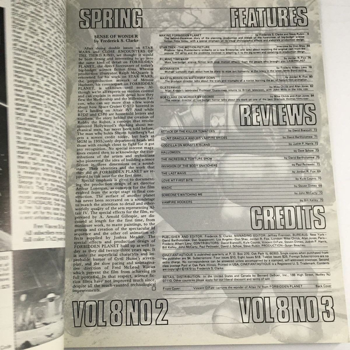 Cinefantastique Spring 1979 Vol 8 #2, Vol 8 #3 Double Issue The Forbidden Planet