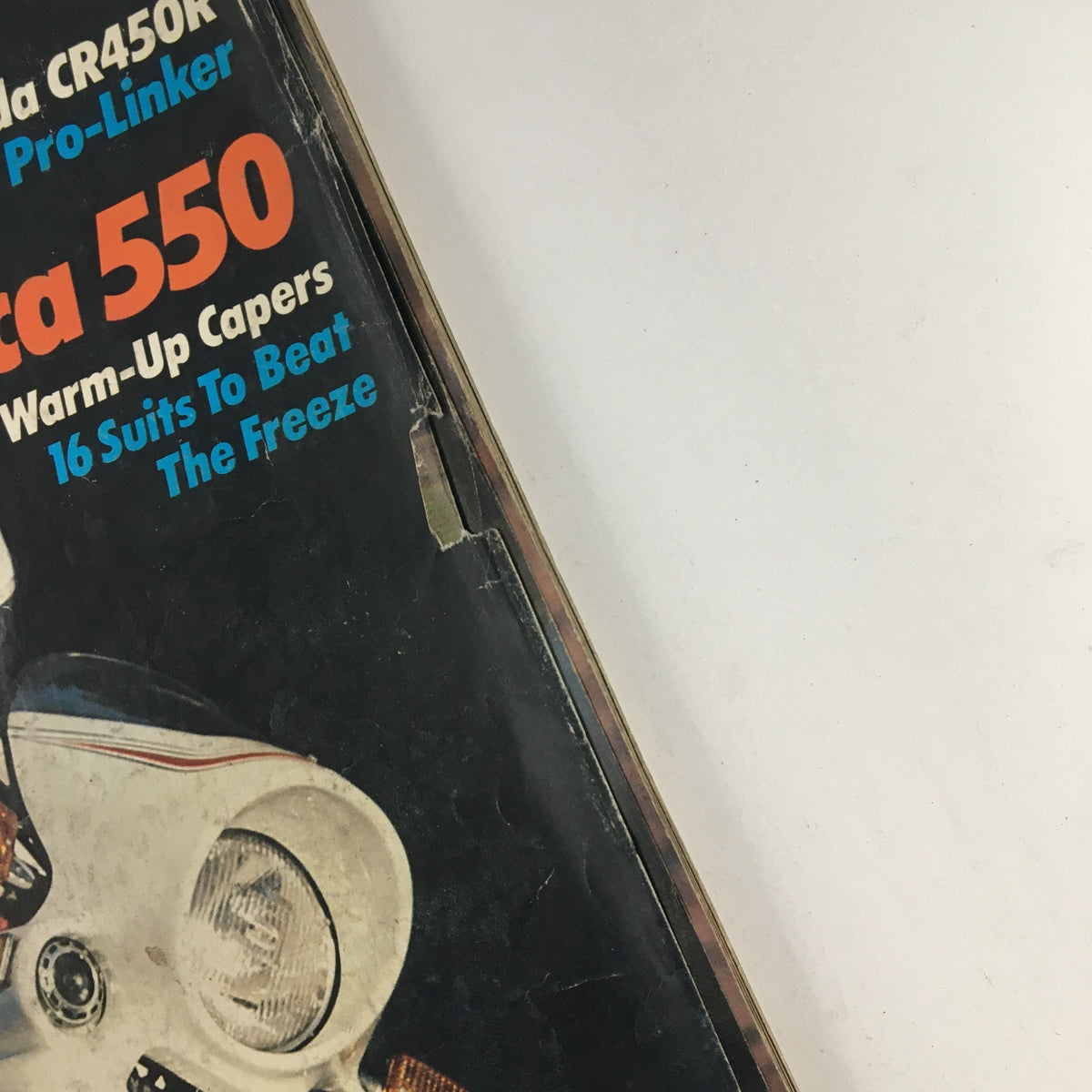 Side view of Cycle Magazine February 1981, emphasizing the magazine's title and featured stories related to Yamaha Seca 550 and Honda CR450R.